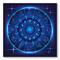 Designart - Neon Deep Blue Horoscope Circle With Zodiac Signs - Modern Canvas Wall Art Print